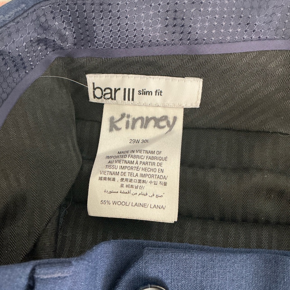 Bar iii slim fit men’s suit Blazer 34S & Pants 29W 30L Blue color, 55% wool - Picture 5 of 8